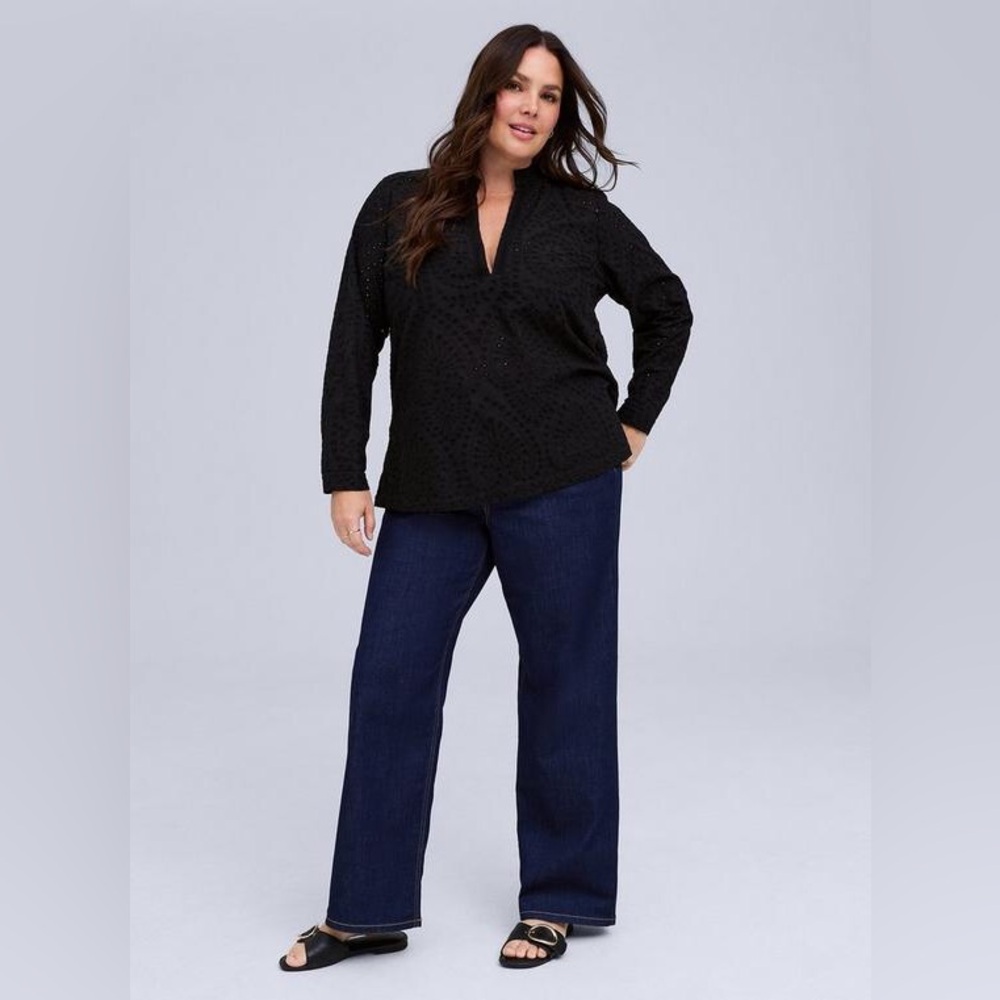 NWT Torrid Belle Isle Cotton Eyelet Tunic in Black Size 1-14/16 Plus Size.